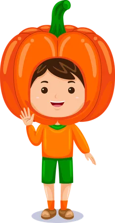 Boy Kids Pumpkin Character Costume Illustration