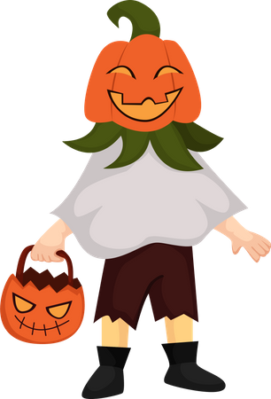 Boy In Pumpkin Costume Illustration