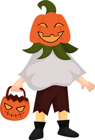 Boy In Pumpkin Costume  Illustration