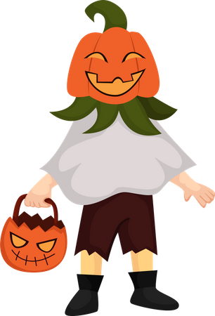 Boy In Pumpkin Costume  Illustration
