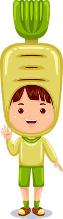 Boy in radish costume  Illustration