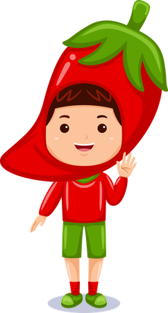 Boy in red chili costume  일러스트레이션