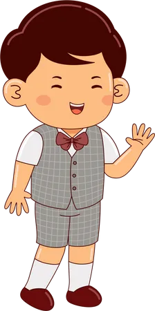 Boy Kids Japan School Uniform Illustration