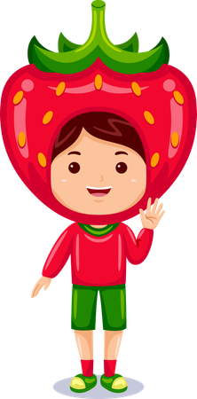 Boy in strawberry costume  Illustration