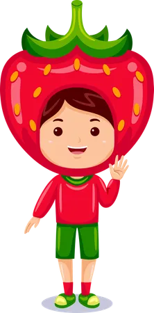Boy Kids Strawberry Character Illustration