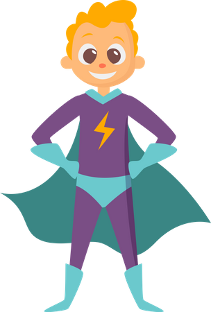 Boy In Superhero Costume  Illustration