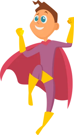 Boy in Superhero Costume  Illustration