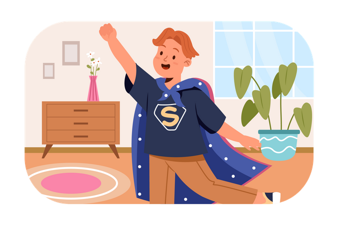 Boy in superhero custome  Illustration