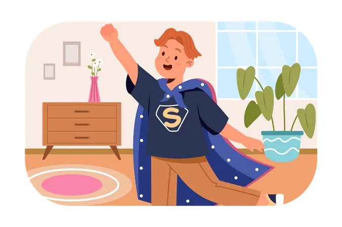 Boy in superhero custome  Illustration