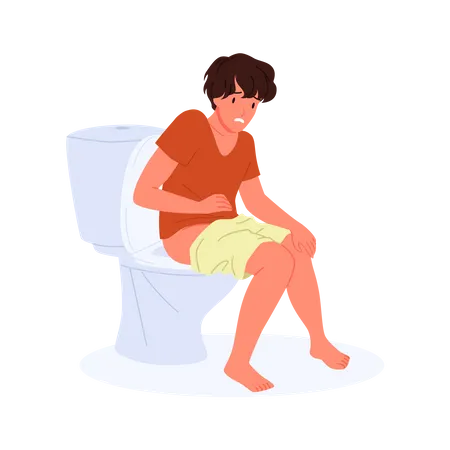 Boy in toilet  Illustration
