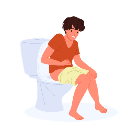 Boy in toilet  Illustration