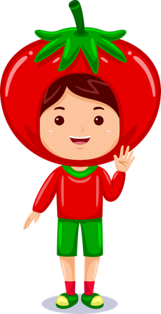 Boy in tomato costume  Illustration