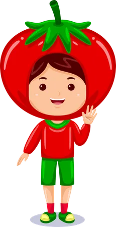 Boy Kids Tomato Character Costume Illustration