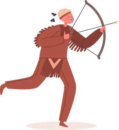 Boy in traditional cloth with Holding Bow and Arrow  Illustration