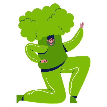Boy in Vegetable Costume  Illustration