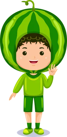 Boy in watermelon costume  Illustration