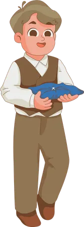 Boy in white shirt Wedding Ring Bearer  Illustration