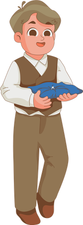 Boy in white shirt Wedding Ring Bearer  Illustration