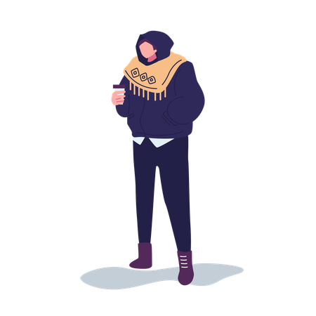Boy in Winter Clothes  Illustration
