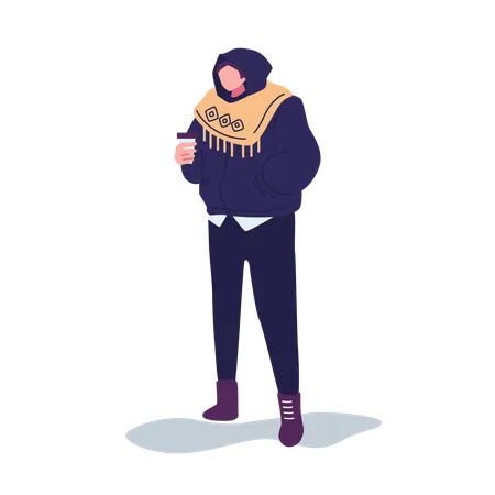 Boy in Winter Clothes  Illustration
