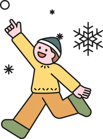 Boy in winter clothes running  Illustration