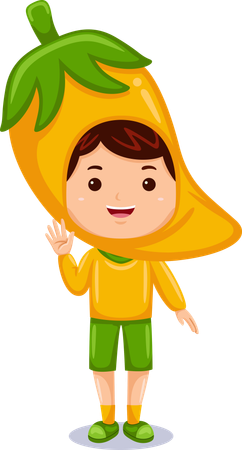 Boy in yellow chili costume  일러스트레이션