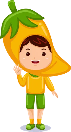 Boy in yellow chili costume  일러스트레이션