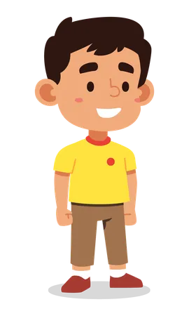 Boy in yellow t-shirt loves to play  일러스트레이션