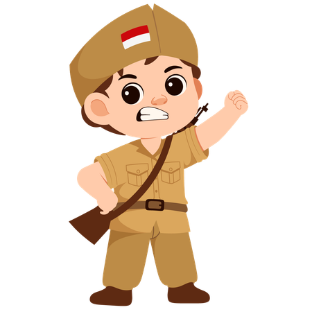 Boy Indonesian Soldier  Illustration