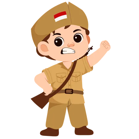 Boy Indonesian Soldier  Illustration