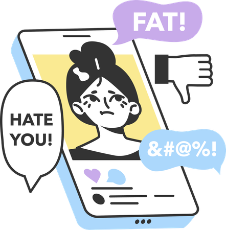 Boy insults a girl on social media  일러스트레이션