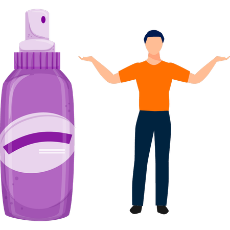 Boy introduces deodorant spray  Illustration