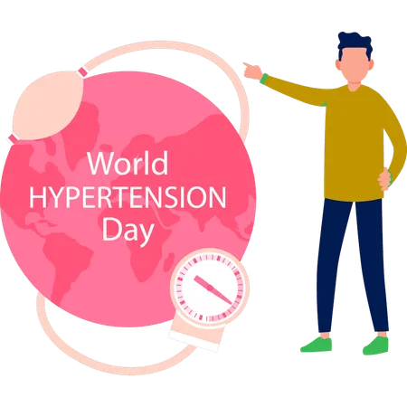 Boy introducing world hypertension day  Illustration