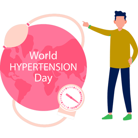 Boy introducing world hypertension day  Illustration