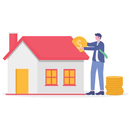 Boy investing in smart home  Illustration