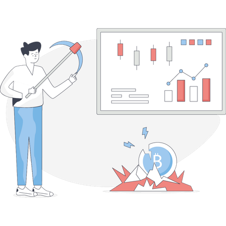 Boy is analysis bitcoin  Illustration