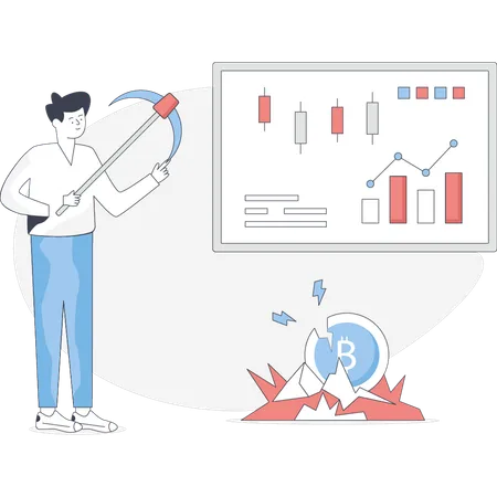 Boy is analysis bitcoin  Illustration