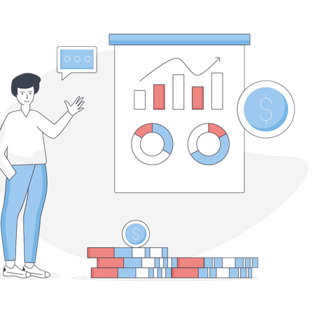 Boy is analysis business profit  Illustration