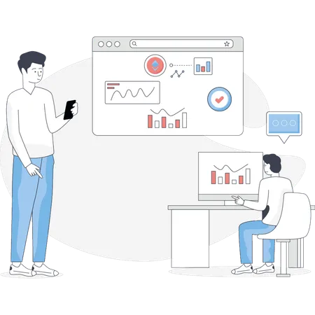 Boy is analysis crypto market  Illustration