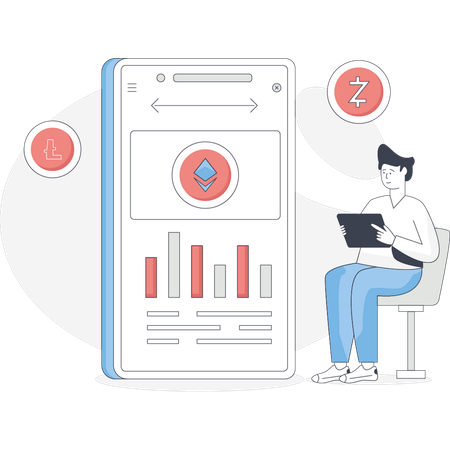 Boy is analysis ethereum graph  Illustration