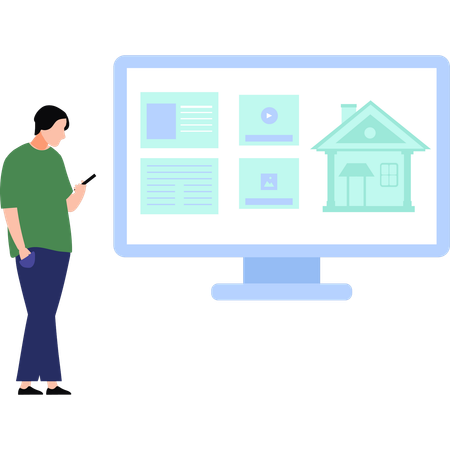 Boy is booking an online apartment  Illustration