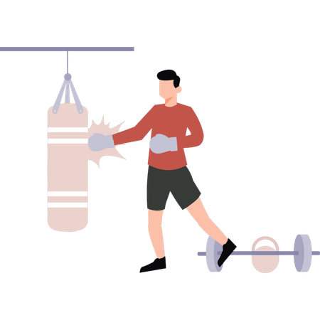 Boy is boxing  Illustration