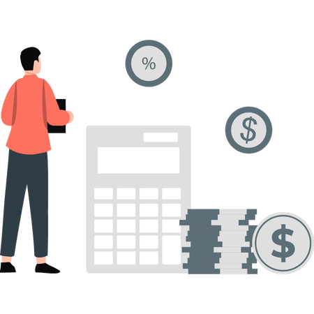 Boy is calculating the money  Illustration