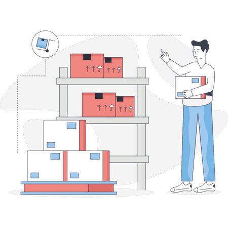 Boy is carrying the parcel  Illustration