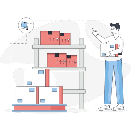 Boy is carrying the parcel  Illustration