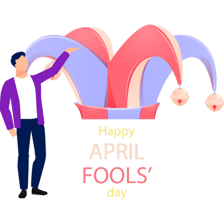 Boy is celebrating April fools day  Illustration