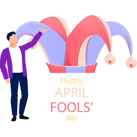 Boy is celebrating April fools day  Illustration