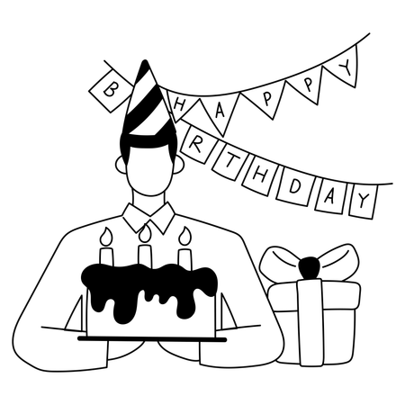 Boy is celebrating his birthday  Illustration