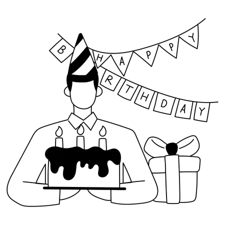 Boy is celebrating his birthday  Illustration