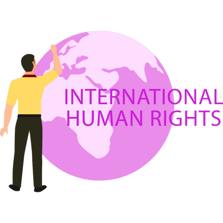 Boy is celebrating International Human Rights Day  Illustration